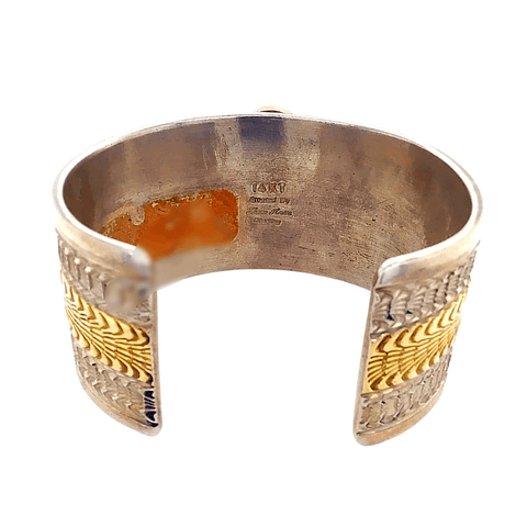 Image of Native American Bracelet - Lapis 14K Gold And Silver Cuff Bracelet - Mark Antia