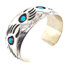 Native American Bracelet - Large Navajo Kingman Turquoise Bear Claw Bracelet - Pearlene Spencer