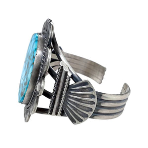 Native American Bracelet - Large Navajo Kingman Turquoise Sterling Silver Cuff Bracelet - Mary Ann Spencer - Native American