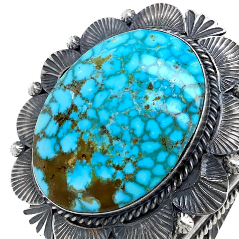 Image of Native American Bracelet - Large Stunning Navajo Kingman Turquoise Sterling Silver Cuff Bracelet - Mary Ann Spencer - Native American