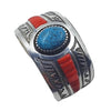 Native American Bracelet - Michael Perry Turquoise And Coral Bracelet -Navajo