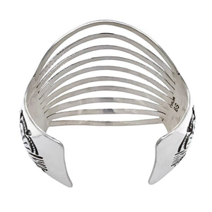 Native American Bracelet - Native American Navajo Sterling Silver 10 Row Cuff Bracelet