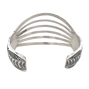 Native American Bracelet - Native American Navajo Sterling Silver 6 Row Cuff Bracelet