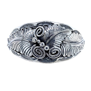 Native American Bracelet - Native American Navajo Sterling Silver Leaves Cuff Bracelet