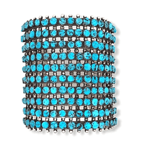 Native American Bracelet - Navajo 10 Row Sleeping Beauty Turquoise Cuff Bracelet -Paul Livingston
