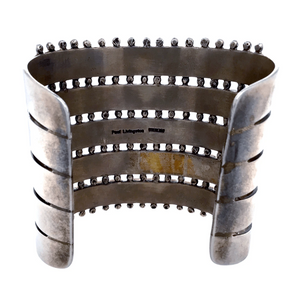 Native American Bracelet - Navajo 5 Row Coral Rectangles Cuff Bracelet - Paul Livingston