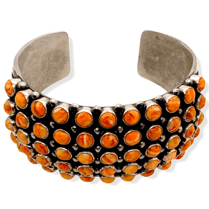 Native American Bracelet - Navajo 5 Row Orange Spiny Oyster Cuff Bracelet- Aaron Toadlena