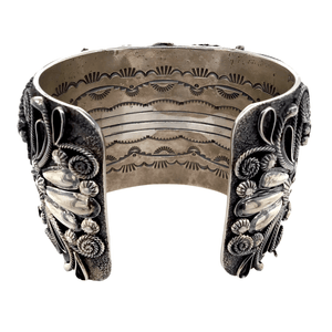 Native American Bracelet - Navajo #8 Turquoise Horse Sterling Silver Bracelet Larry Martinez Chavez