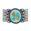 Native American Bracelet - Navajo #8 Turquoise Stamped Sterling Silver Cuff Bracelet - Mike Calladitto - Native American