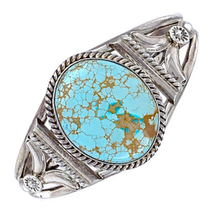 Native American Bracelet - Navajo #8 Turquoise Sterling Silver Bracelet - Mary Ann Spencer