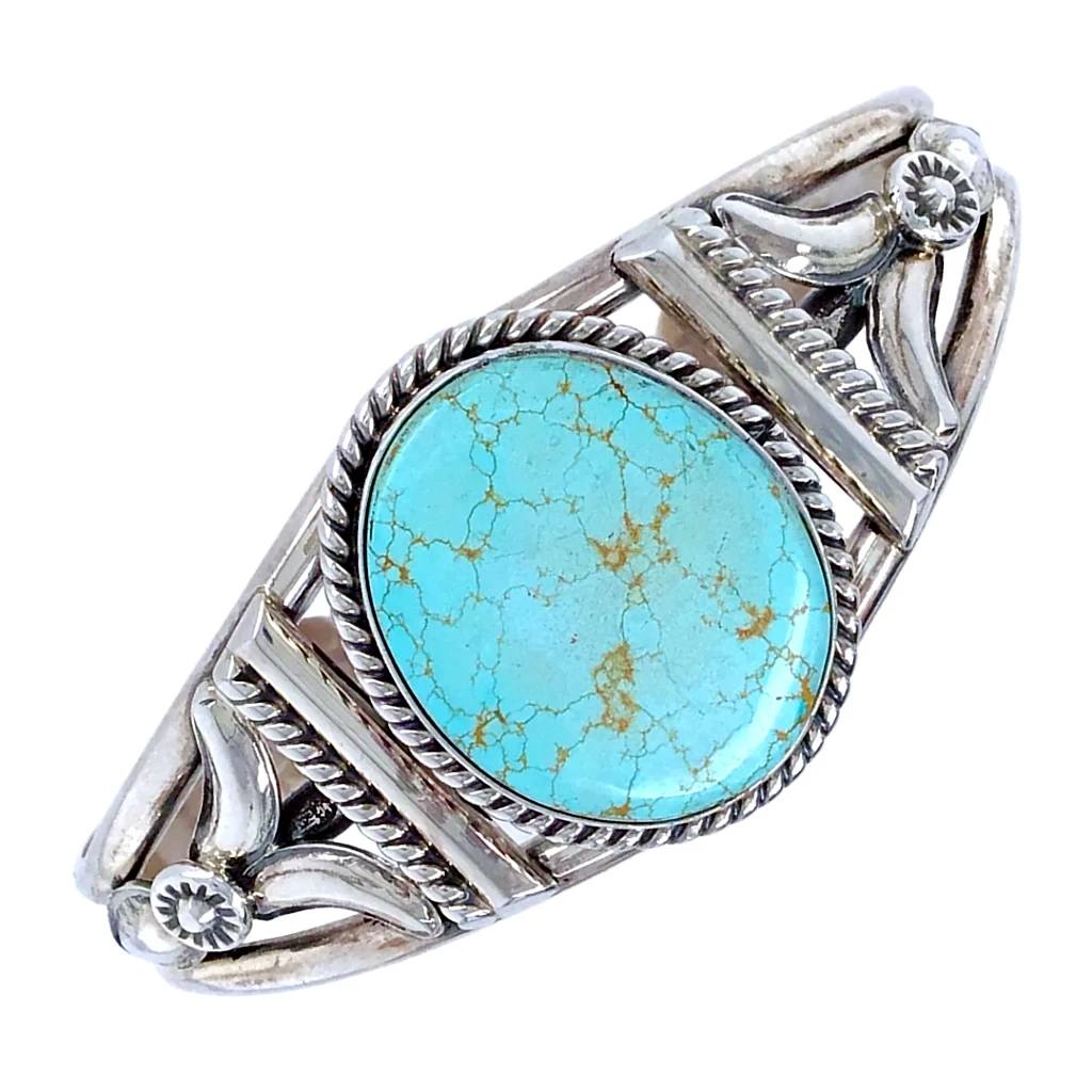 Sold Navajo #8 Turquoise Sterling Silver B.racelet - Mary Ann