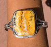 Native American Bracelet - Navajo Bumblebee Jasper Stone Square Bracelet With Silver Twist Wire- Samson Edsitty - Native American