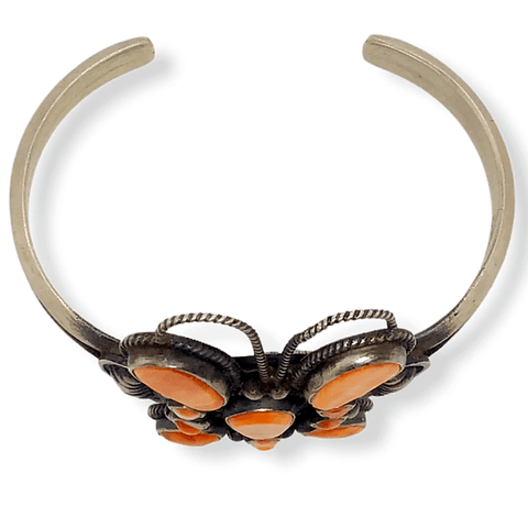 Image of Native American Bracelet - Navajo Butterfly Bracelet With Spiny Oyster -Dean Brown