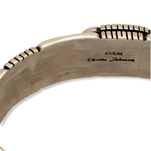 Image of Native American Bracelet - Navajo Coral And Sterling Silver Detailed Bracelet - Charles Johnson
