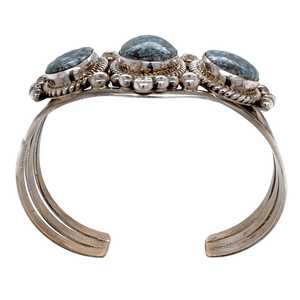 Native American Bracelet - Navajo Damele Spider Web Turquoise Three Stone Sterling Bracelet - Mary Ann Spencer