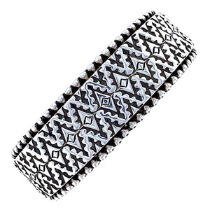 Native American Bracelet - Navajo Deep-Set Stamped Heavy-Gauge Sterling Silver Bracelet - Johnathan Nez - Native American