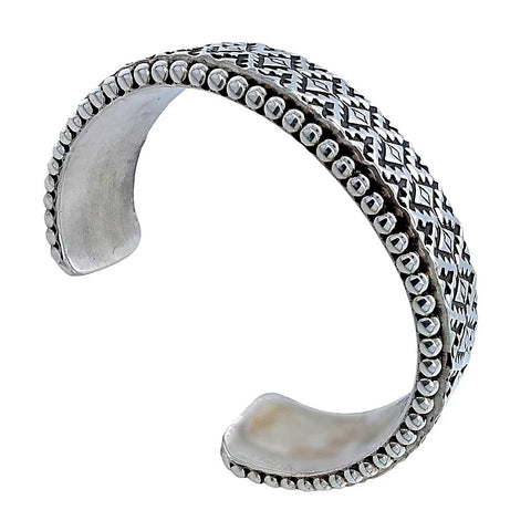 Image of Native American Bracelet - Navajo Deep-Set Stamped Heavy-Gauge Sterling Silver Bracelet - Johnathan Nez - Native American