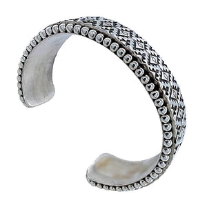 Native American Bracelet - Navajo Deep-Set Stamped Heavy-Gauge Sterling Silver Bracelet - Johnathan Nez - Native American