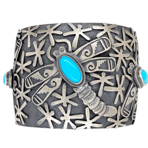 Native American Bracelet - Navajo Dragonfly Sleeping Beauty Turquoise Bracelet - Larry Martinez Chavez