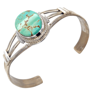 Native American Bracelet - Navajo Dry Creek Silver Turquoise Bracelet - Larson L. Lee