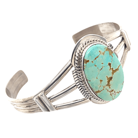 Image of Native American Bracelet - Navajo Dry Creek Silver Turquoise Bracelet - Larson L. Lee