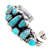 Native American Bracelet - Navajo Dry Creek Turquoise Cluster Sterling Silver Cuff Bracelet - Kathleen Chavez - Native American