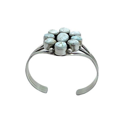 Image of Native American Bracelet - Navajo Dry Creek Turquoise Cluster Sterling Silver Cuff Bracelet - Mary Ann Spencer - Native American