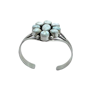 Native American Bracelet - Navajo Dry Creek Turquoise Cluster Sterling Silver Cuff Bracelet - Mary Ann Spencer - Native American