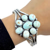 Native American Bracelet - Navajo Dry Creek Turquoise Flower Cluster Sterling Silver Cuff Bracelet - Mary Ann Spencer - Native American