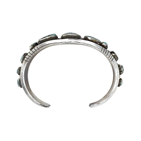 Image of Native American Bracelet - Navajo Dry Creek Turquoise Sterling Silver Drop Tapered Cuff Bracelet - Bobby Johnson - Native American