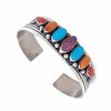 Native American Bracelet - Navajo Exquisite Multi-stone Turquoise, Spiny Oyster, & Coral Sterling Silver Cuff Bracelet - Ray Bennet - Native Americant