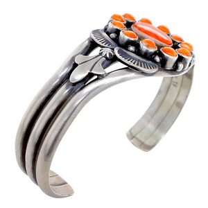 Native American Bracelet - Navajo Exquisite Orange Spiny Oyster Sterling Silver Bracelet - Thomas Francisco