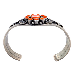 Native American Bracelet - Navajo Exquisite Orange Spiny Oyster Sterling Silver Bracelet - Thomas Francisco
