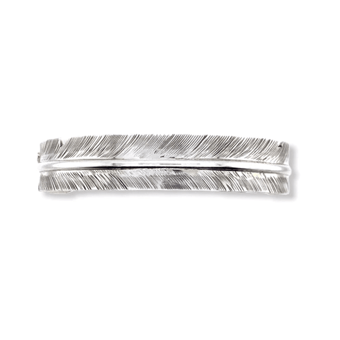 Image of Native American Bracelet - Navajo Feather Silver Bracelet - Darlene Begay