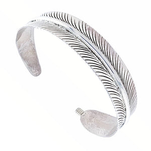 Native American Bracelet - Navajo Feather Sterling Silver Cuff Bracelet - Native American