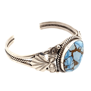 Native American Bracelet - Navajo Golden Hills Turquoise Bracelet With Silver Side Stamping