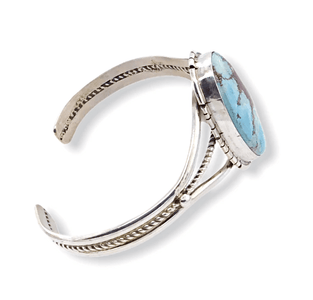 Native American Bracelet - Navajo Golden Hills Turquoise Bracelet With Silver Twist Wire - Samson Edsitty
