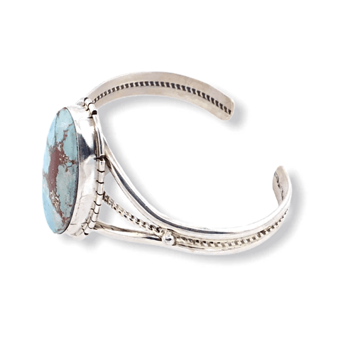 Image of Native American Bracelet - Navajo Golden Hills Turquoise Bracelet With Silver Twist Wire - Samson Edsitty