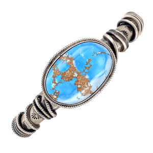 Native American Bracelet - Navajo Golden Hills Turquoise Ropin' Rodeo Silver Bracelet