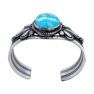 Native American Bracelet - Navajo Golden Hills Turquoise Sterling Silver Cuff Bracelt - Paul Livingston - Native American