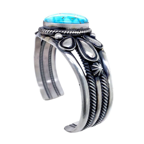 Image of Native American Bracelet - Navajo Golden Hills Turquoise Sterling Silver Cuff Bracelt - Paul Livingston - Native American