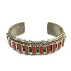 Native American Bracelet - Navajo Handcrafted Coral Cuff Bracelet - M. Chee