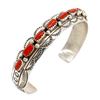 Native American Bracelet - Navajo Inlay Coral Cuff - Wilbur Benally