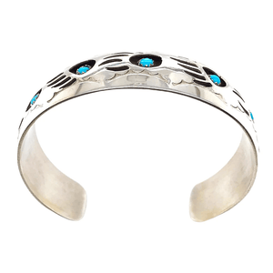 Native American Bracelet - Navajo Kingman Turquoise Bear Claw Bracelet - Pearlene Spencer -Small