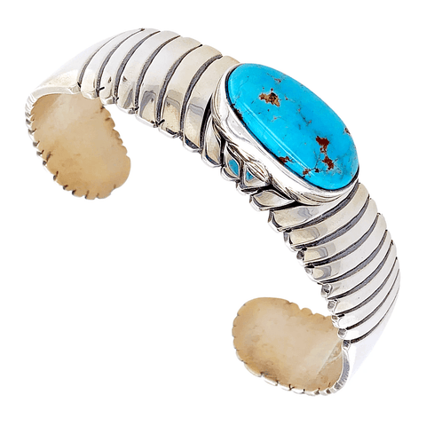Image of Native American Bracelet - Navajo Kingman Turquoise Desert Waves Pawn Bracelet