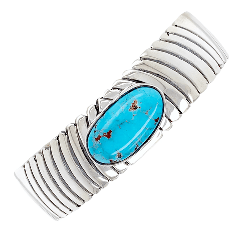 Image of Native American Bracelet - Navajo Kingman Turquoise Desert Waves Pawn Bracelet