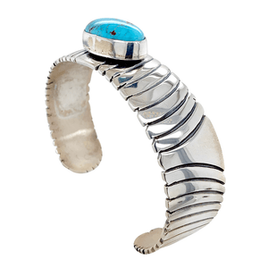 Native American Bracelet - Navajo Kingman Turquoise Desert Waves Pawn Bracelet
