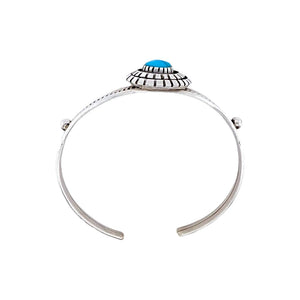 Native American Bracelet - Navajo Kingman Turquoise Double Stacked Sterling Silver Cuff Bracelet - Native American