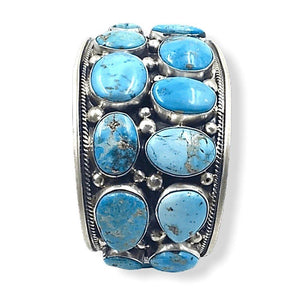 Native American Bracelet - Navajo Kingman Turquoise Nugget Bracelet