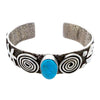 Native American Bracelet - Navajo Kingman Turquoise Petroglyph Cuff Bracelet - Alex Sanchez